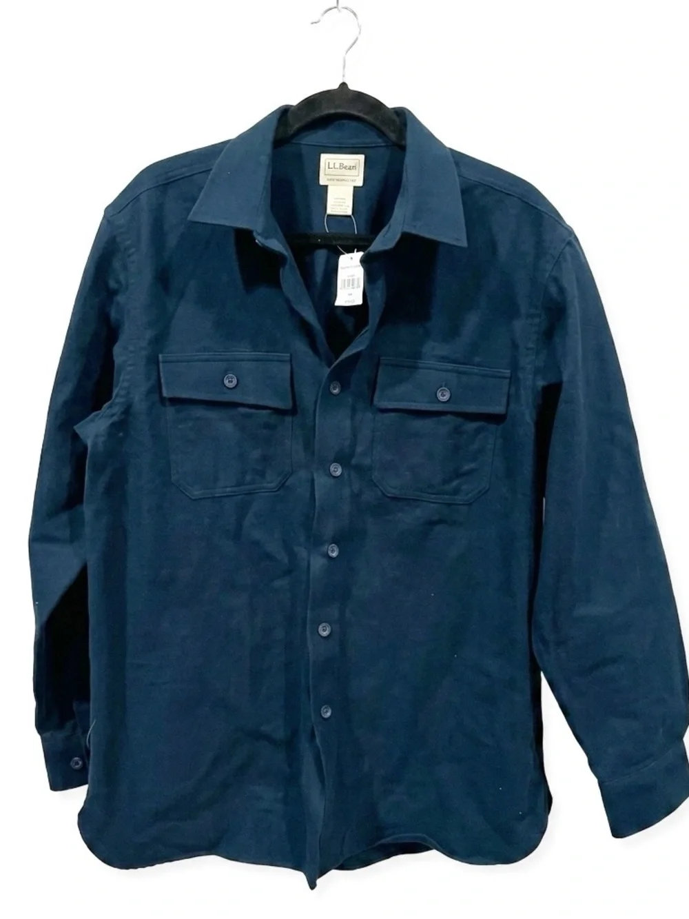 L.L. Bean Men's Chamois Navy Button-Front Shirt/Jacket. Size Med New With Tags